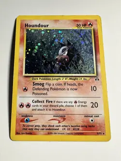 Houndour 5/75 Pokemon TCG Neo Discovery Unlimited Holo Rare Swirl MP-LP - Image 1