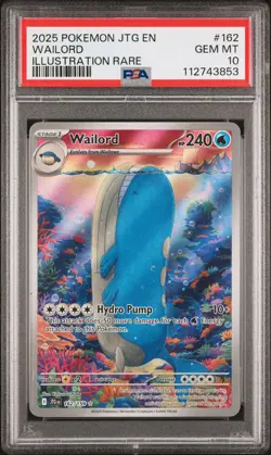 2025 POKEMON JTG EN-JOURNEY TOGETHER ILLUSTRATION RARE #162 WAILORD PSA 10 - Image 1