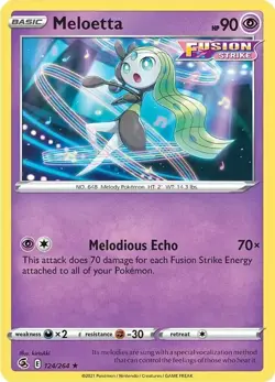 Meloetta - 124/264 - Pokemon TCG Fusion Strike (2021) - NM - Rare - Image 1