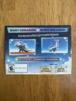 Shiny Koraidon or Miraidon Pokemon Scarlet Violet Code Card UNSCRATCHED Gamestop - Image 1