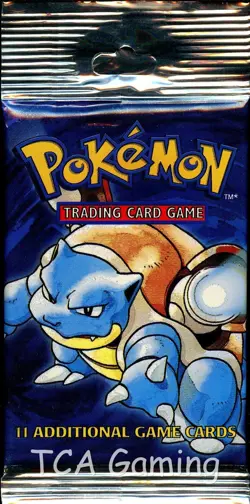 BASE SET (Blastoise Art) SEALED LONG CRIMP Booster Pack WOTC Pokemon Card - Image 1