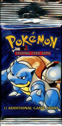 BASE SET (Blastoise Art) SEALED LONG CRIMP Booster Pack WOTC Pokemon Card - Image 2