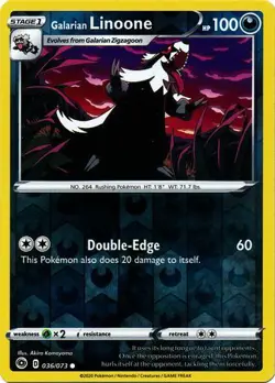 GALARIAN LINOONE 036/073 CHAMPIONS PATH POKEMON US SELLER (REVERSE HOLO, NM) - Image 1