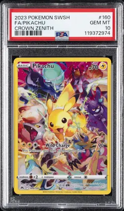 2023 POKEMON SWORD & SHIELD CROWN ZENITH #160 FULL ART/PIKACHU PSA 10 - Image 1