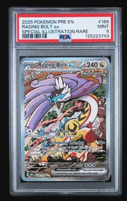 2025 POKEMON PRE EN RAGING BOLT ex SPECIAL ILLUSTRATION RARE PSA 9 - Image 1