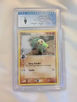 Pokemon CGC 9 MINT Chikorita 44/101 EX Dragon Frontiers Reverse Holo 2006 - Image 1