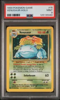 1999 POKEMON BASE SET UNLIMITED #15 VENUSAUR-HOLO PSA 9 - Image 1