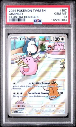 2024 POKEMON TWM EN-TWILIGHT MASQUERADE ILLUSTRATION RARE #187 CHANSEY PSA 10 - Image 1