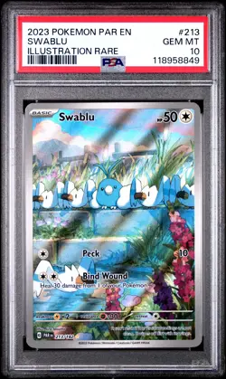 2023 POKEMON PAR EN-PARADOX RIFT ILLUSTRATION RARE #213 SWABLU PSA 10 - Image 1