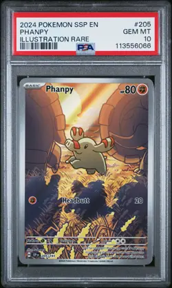 2024 POKEMON SSP EN-SURGING SPARKS ILLUSTRATION RARE #205 PHANPY PSA 10 - Image 1