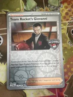 Team Rocket’s Giovanni 174/182 NM Reverse Holo Regional Stamp Pokemon Promo - Image 1