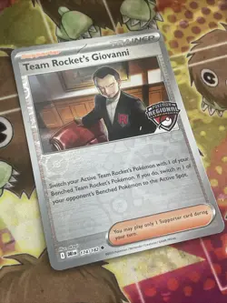Team Rocket’s Giovanni 174/182 NM Reverse Holo Regional Stamp Pokemon Promo - Image 2