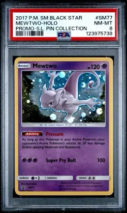 2017 POKEMON SM BLACK STAR PROMO SHINING LEGENDS PIN COLL MEWTWO-HOLO PSA 8 - Image 1