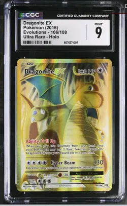 2016 Pokemon Dragonite ex 106/108 XY Evolutions Ultra Rare Graded CGC 9 - Image 1