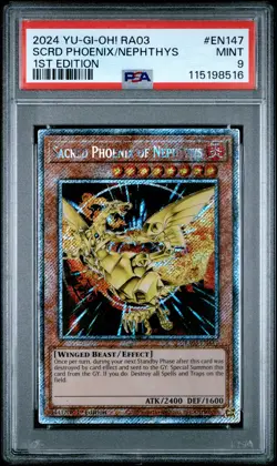 2024 YU-GI-OH! RA03-QUARTER CENTURY BONANZA SACRED PHOENIX OF NEPHTHYS PSA 9 - Image 1