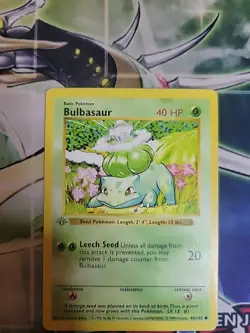 Pokemon Card TCG Base Set Bulbasaur 1st Edition Shadowless 44/102 MP - Image 2