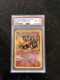2000 Pokemon Gym Challenge Blaine's Charizard card 2/132 PSA 8 NM-MT - Image 2