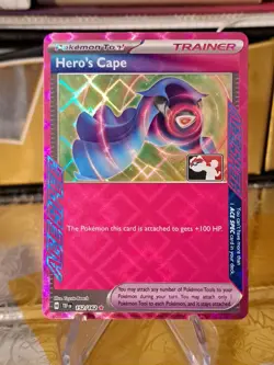 Hero's Cape Pokemon Prize Pack Series 5 Promo Pokemon Card NM/LP Play Stamp - Image 1