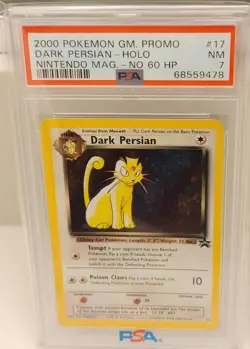 PSA 7 Dark Persian #17 No 60 HP Error Pokemon Card Black Star Promo SWIRL - Image 1