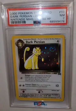 PSA 7 Dark Persian #17 No 60 HP Error Pokemon Card Black Star Promo SWIRL - Image 2