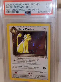 PSA 7 Dark Persian #17 No 60 HP Error Pokemon Card Black Star Promo SWIRL - Image 3