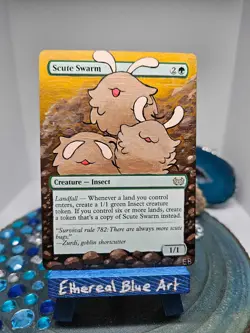 MTG Hand Painted Alter: Fleas from Hollow Knight Silksong as Scute Swarm - Image 1