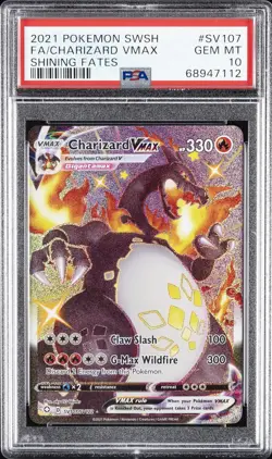 2021 POKEMON SWORD & SHIELD SHINING FATES #SV107 FULL ART/CHARIZARD VMAX PSA 10 - Image 1