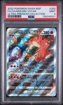 2022 POKEMON SWSH BLACK STAR PROMO #262 FULL ART/CHARIZARD VSTAR PSA 9 - Image 1