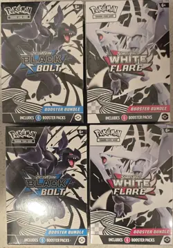 Pokemon (LOT OF 4) 2 Black Bolt and 2 White Flare Booster Bundle Sealed New - Image 1
