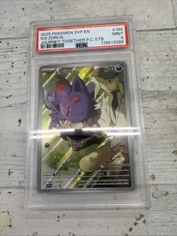 2023-25 Pokemon SV Black Star Promos N's Zorua Pokemon Center Stamp #189b PSA 9 - Image 1