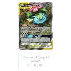 Pokemon TCG Venusaur & Snivy GX SM229 NM Alternative Art Tag Team Promo - Image 1