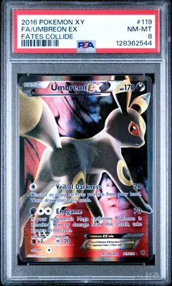 2016 Pokemon XY Full Art Umbreon ex 119/124 Fates Collide PSA 8 - Image 1