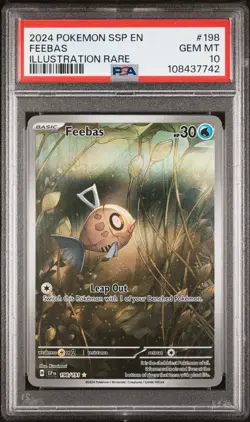 2024 POKEMON SSP EN-SURGING SPARKS ILLUSTRATION RARE #198 FEEBAS PSA 10 - Image 1