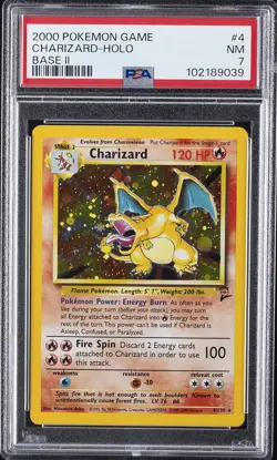 2000 POKEMON BASE SET 2 #4 CHARIZARD-HOLO PSA 7 - Image 1