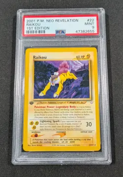 Pokemon Card 1st Edition Raikou 22/64 PSA 9 MINT Neo Revelation - Image 1