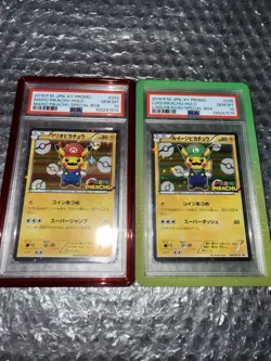 2016 Pokemon XY Promo Card #293 and 295 Mario, Luigi, Pikachu PSA 10 - Image 1