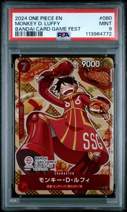 2024 ONE PIECE PROMOS BANDAI CARD GAME FEST #080 MONKEY D. LUFFY PSA 9 - Image 1