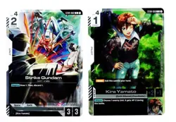 Gundam Card Game ST04-002 Strike Gundam ST04-010 Kira Yamato English FOIL SEALED - Image 1