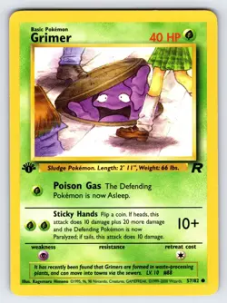 Grimer 57/82 2000 Team Rocket 1st Edition Pokemon Card TCG Vintage WOTC - Nm/Vlp - Image 1