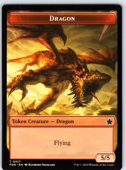 Cat Beast // Dragon (0017) Double-Sided Token T Foundations Normal 28 // 17 LP - Image 2