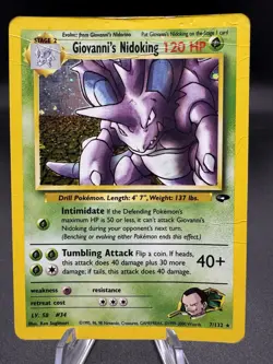 Pokemon TCG Giovanni's Nidoking 7/132 Gym Challenge Holo Unlimited - Damaged - Image 1