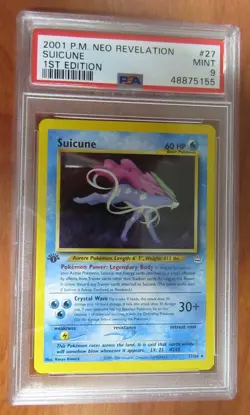 Pokemon Near Mint PSA 9 Suicune 1st Edition Neo Revelation English - Image 1