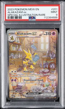 2023 POKEMON MEW EN-151 SPECIAL ILLUSTRATION RARE #201 ALAKAZAM EX PSA 9 - Image 1