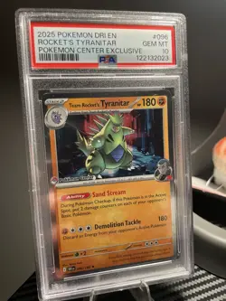 Team Rocket’s Tyranitar PSA 10 Pokemon Center Promo Destined Rivals Cosmos Holo - Image 1