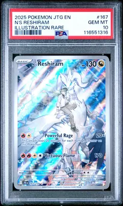2025 POKEMON JTG EN-JOURNEY TOGETHER ILLUSTRATION RARE #167 N'S RESHIRAM PSA 10 - Image 1