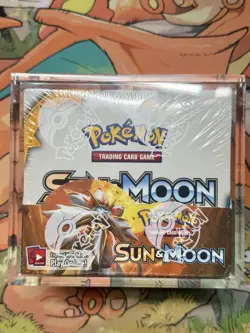 Pokemon Sun and Moon Base Set Booster Box - Factory Sealed With Acrylic Case - Image 1