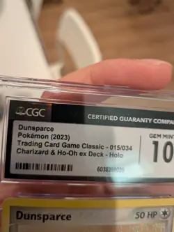 Pokemon CGC 10 Gem Mint TCG Classic Collection Holo Dunsparce CLC 015/034 - Image 3