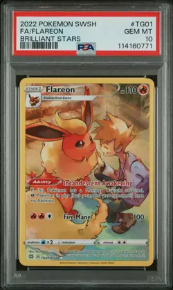 2022 POKEMON SWORD & SHIELD BRILLIANT STARS #TG01 FULL ART/FLAREON PSA 10 - Image 1