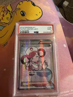2014 Pokemon TCG PSA 9 Pokemon Center Lady FULL ART 105/106 XY Flashfire Holo - Image 1