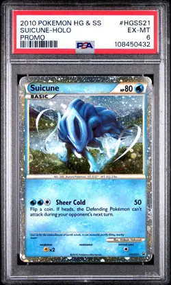 2010 POKEMON HEARTGOLD & SOULSILVER PROMO #HGSS21 SUICUNE-HOLO PSA 6 - Image 1